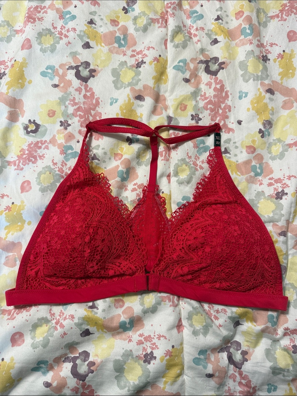Victoria Secret Lace Wire-Free T-Back Bralette - True Red (XL)